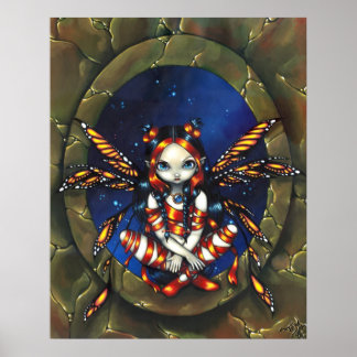 Starry Night Fairy Gothic Fantasy Art Print Poster