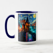 Starry Night Fantasy Fortress Magical Art Tasse (Links)