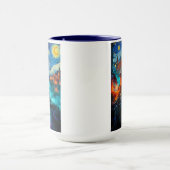 Starry Night Fantasy Fortress Magical Art Tasse (Zentrum)