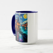 Starry Night Fantasy Fortress Magical Art Tasse (Vorderseite Links)