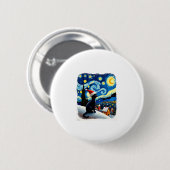 Starry Night Festivals Black Cat Weihnachtsmannmüt Button (Vorne & Hinten)