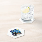 Starry Night Festivals Black Cat Weihnachtsmannmüt Untersetzer (Vor Ort)