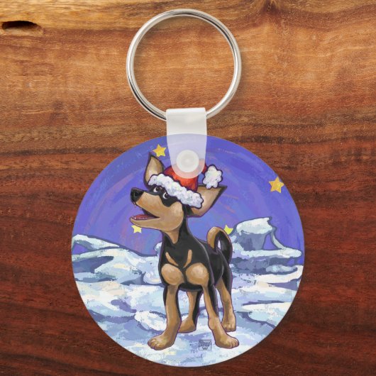 Starry Night Festive Chihuahua Schlüsselanhänger (Vorderseite)
