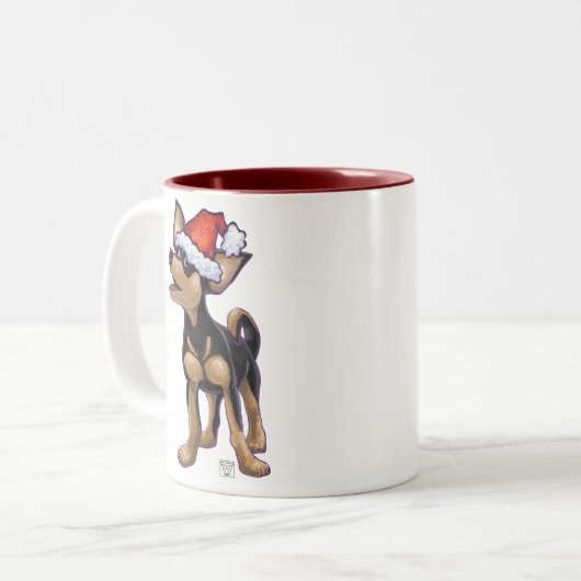 Starry Night Festive Chihuahua Zweifarbige Tasse (Vorderseite Links)