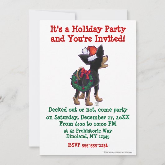 Starry Night Festive Chihuhua in Weihnachtsmannmüt Einladung (Rückseite)