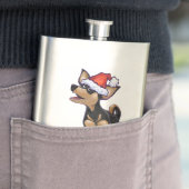 Starry Night Festive Chihuhua in Weihnachtsmannmüt Flachmann (Beispiel)