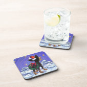 Starry Night Festive Chihuhua in Weihnachtsmannmüt Getränkeuntersetzer (Rechte Seite)