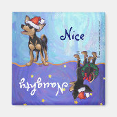 Starry Night Festive Chihuhua in Weihnachtsmannmüt Magnet (Vorne)