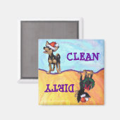 Starry Night Festive Chihuhua in Weihnachtsmannmüt Magnet (Vorderseite/Rückseite)