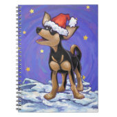 Starry Night Festive Chihuhua in Weihnachtsmannmüt Notizblock (Vorderseite)