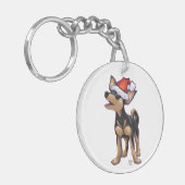 Starry Night Festive Chihuhua in Weihnachtsmannmüt Schlüsselanhänger (Vorderseite links)