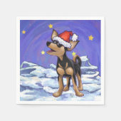 Starry Night Festive Chihuhua in Weihnachtsmannmüt Serviette (Vorderseite)