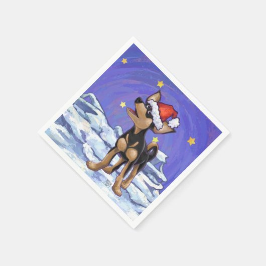 Starry Night Festive Chihuhua in Weihnachtsmannmüt Serviette (Ecke)