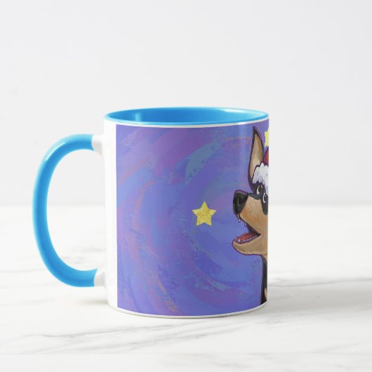Starry Night Festive Chihuhua in Weihnachtsmannmüt Tasse (Links)
