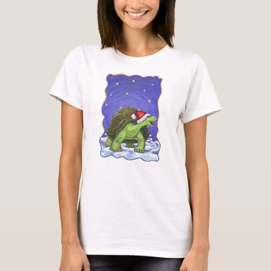 Starry Night Festive Tortoise in der Weihnachtsman T-Shirt (Vorderseite)
