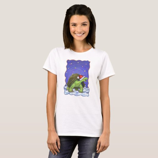 Starry Night Festive Tortoise in der Weihnachtsman T-Shirt (Vorne ganz)