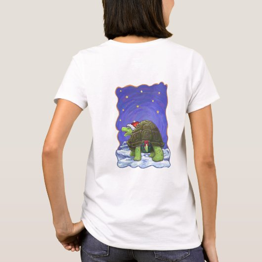 Starry Night Festive Tortoise in der Weihnachtsman T-Shirt (Rückseite)