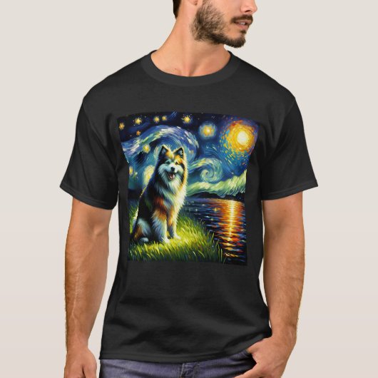 Starry Night Finnischer Lapphund Dog Van Gogh Love T-Shirt (Vorderseite)