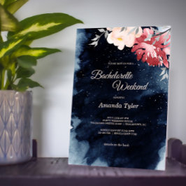 Starry Night Floral Bachelorette Wochenende Einladung