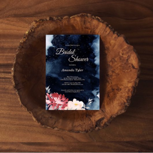 Starry Night Floral Bridal Dusche Einladung