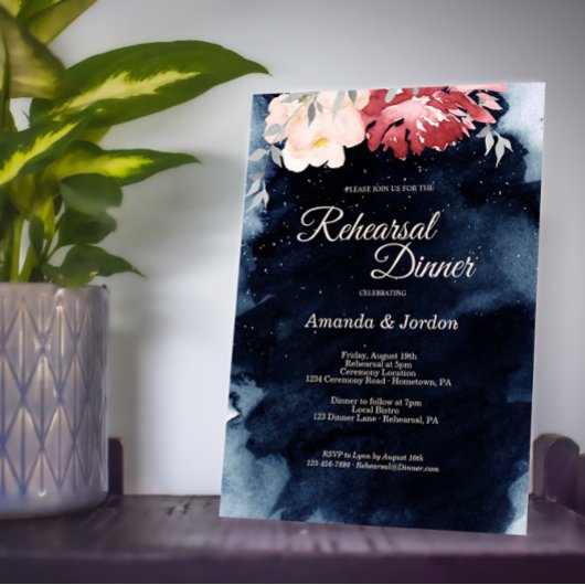 Starry Night Floral Probe Dinner Einladung