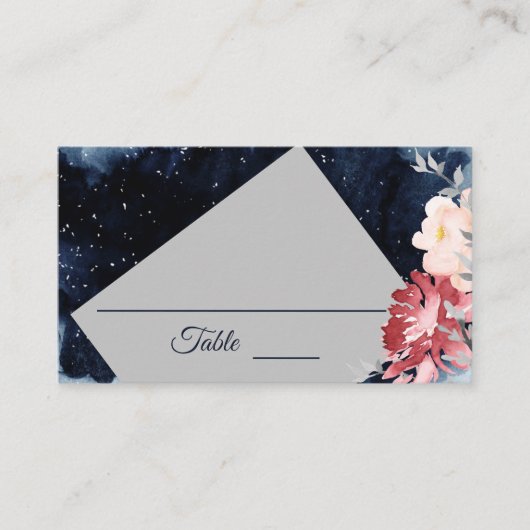 Starry Night Floral Wedding Platzkarte (Vorderseite)