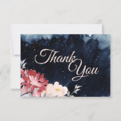 Starry Night Floral Wedding Vielen Dank Flat Card Dankeskarte (Vorderseite)