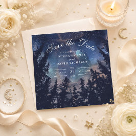 Starry Night Forest Save the Date Card
