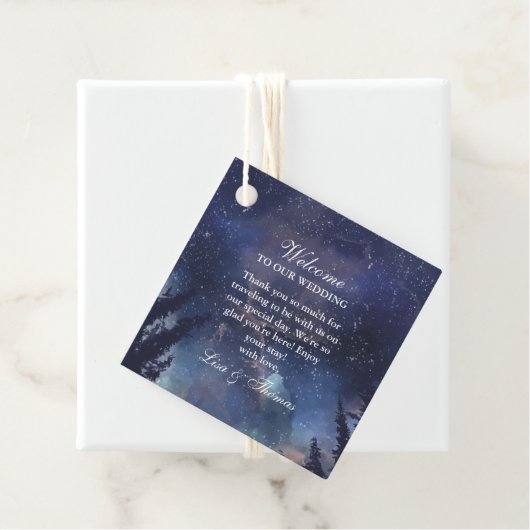 Starry Night Forest Wedding Geschenkanhänger (Beispiel)
