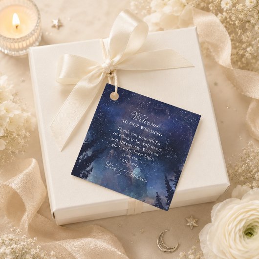 Starry Night Forest Wedding Geschenkanhänger