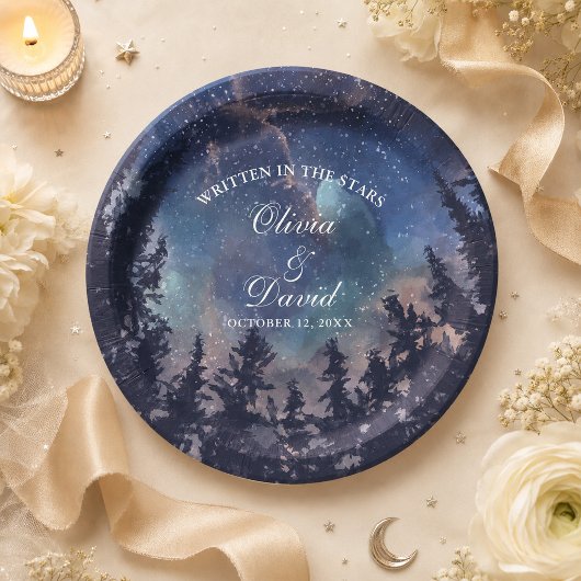 Starry Night Forest Wedding Pappteller