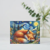 Starry Night Fox: Ein Whimsical und Magisch Postkarte (Stehend Vorderseite)