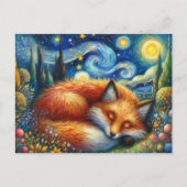Starry Night Fox: Ein Whimsical und Magisch Postkarte (Vorderseite)