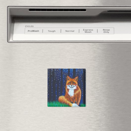 Starry Night Fox Magnet (In Situ (Geschirrspüler))