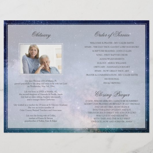Starry Night Funerary Program | In Love Memory Flyer (Hinten)