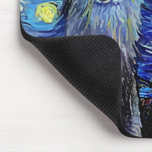 Starry Night Funny Alpaca Landschaft Parody Mousepad (Ecke)