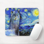 Starry Night Funny Alpaca Landschaft Parody Mousepad (Mit Mouse)