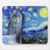 Starry Night Funny Alpaca Landschaft Parody Mousepad (Vorne)