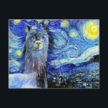 Starry Night Funny Alpaca Landschaft Parody Postkarte<br><div class="desc">Ein künstlerisch gestaltetes und digital gemalt,  sternenartiges Nachtimpressionistisches Stilportrait eines niedlichen flauschigen Alpakas.</div>