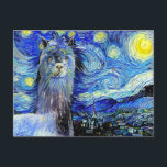 Starry Night Funny Alpaca Landschaft Parody Postkarte<br><div class="desc">Ein künstlerisch gestaltetes und digital gemalt,  sternenartiges Nachtimpressionistisches Stilportrait eines niedlichen flauschigen Alpakas.</div>