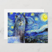 Starry Night Funny Alpaca Landschaft Parody Postkarte (Vorne/Hinten)