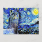 Starry Night Funny Alpaca Landschaft Parody Postkarte (Vorderseite)