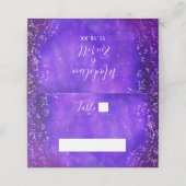 Starry Night Galaxy Lila Watercolor Tischnummer Platzkarte (Außenseite Aufgefaltet)