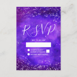 Starry Night Galaxy Lila Watercolor Wedding RSVP