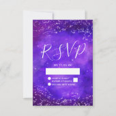 Starry Night Galaxy Lila Watercolor Wedding RSVP (Vorderseite)