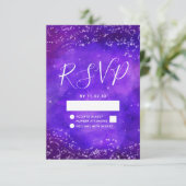 Starry Night Galaxy Lila Watercolor Wedding RSVP (Stehend Vorderseite)