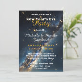 Starry Night Galaxy Thema Silvester Party Einladung (Stehend Vorderseite)