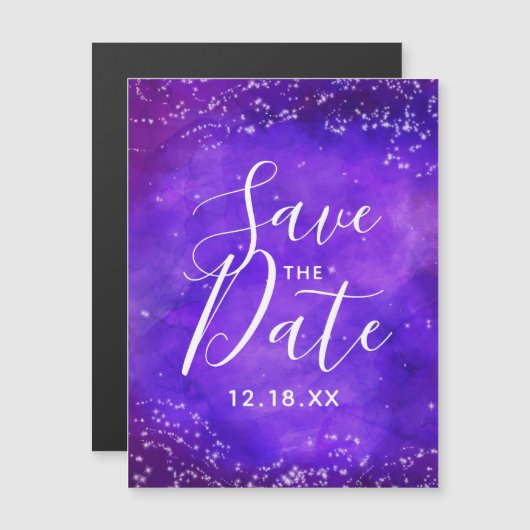 Starry Night Galaxy Wasserfarbe Save the Date Magneteinladung (Vorne/Hinten)