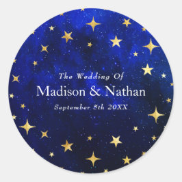 Starry Night Galaxy Wedding Runder Aufkleber