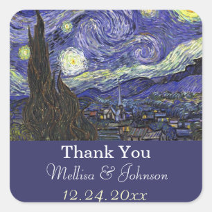 Starry Night Gastgeschenk Hochzeit danke Ihnen Auf Quadratischer Aufkleber